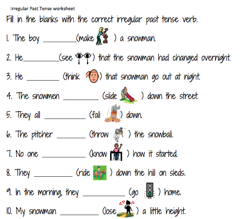 Worksheets Past Tense Worksheets For Grade 2 worksheets for grade 2 on past tense pd its snowing not super power speech
