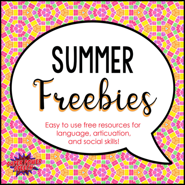 Summer Freebies Free resources for speech and language Super Power