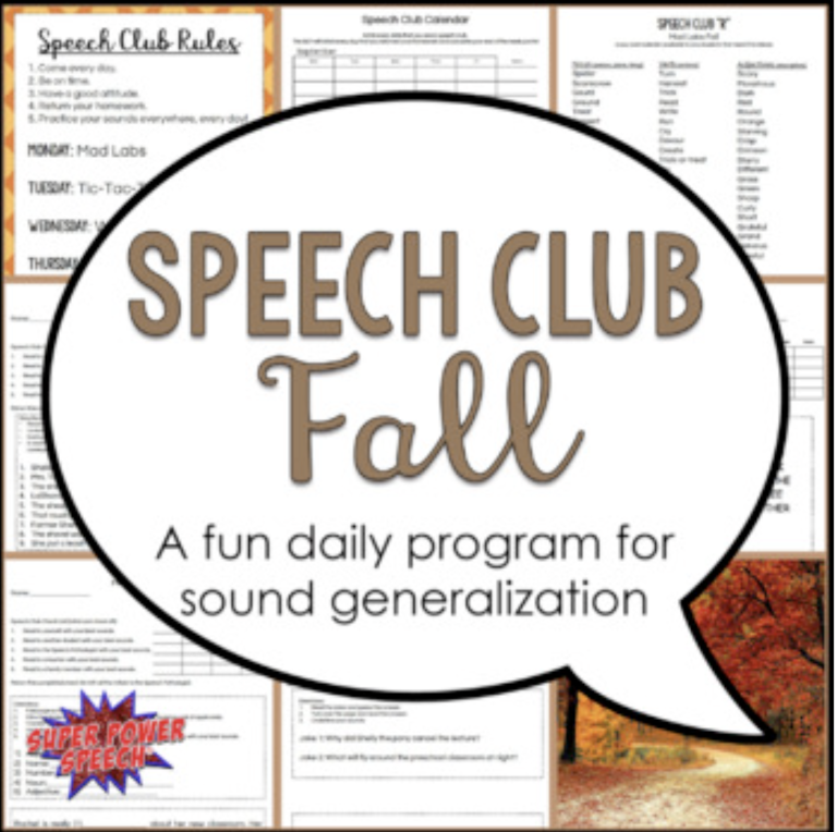 Speech Club Fall (Articulation for Older Students)