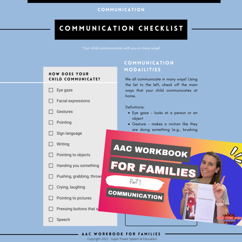 AAC Workbook & Trainings for Families - Super Power Speech